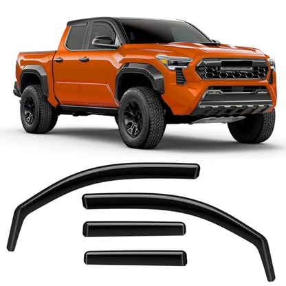 in-Channel Rain Guards Compatible with Toyota Tacoma 2024-2026, Durable Side Windows Wind Deflectors, 2024 2025 2026 Tacoma Rain Guard Black 4 PCS - size: 2024-2026 Tacoma