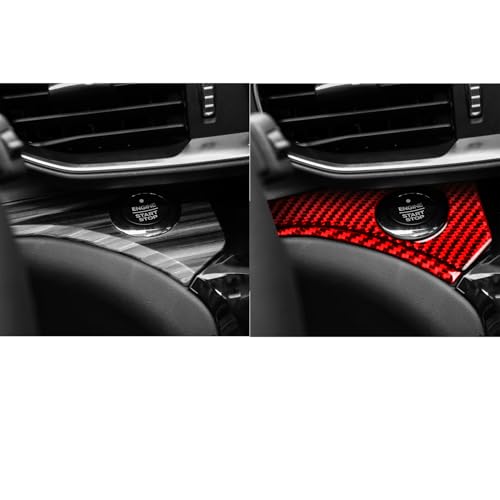 Real Red Carbon Fiber Car Driver Side Engine Start Button Side Panel Sticker Auto Interior Trim Compatible with Ford Explorer(U625) XLT/Limited/ST/Platinum/Platinum Hybrid 2020 2021 2022 2023 - color: Engine Start Button Side Panel