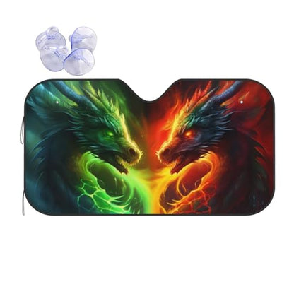Dragon Car Sun Shade Windshield Sunshade Foldable Front Window Shield Cover for Truck SUV - color: Blue6