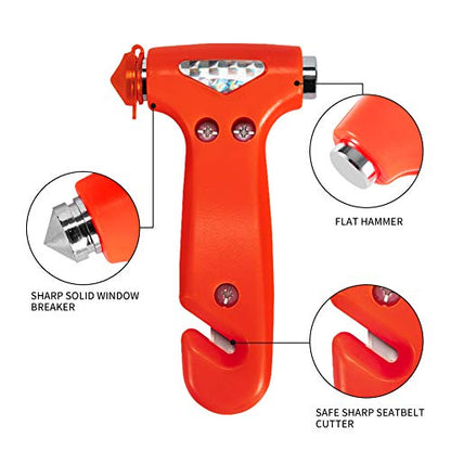 MOTORBUDDY 4-Pack Car Safety Hammer, Auto Emergency Escape Hammer with Window Breaker and Seat Belt Cutter, Striking Red Emergency Escape Tool for Car Accidents - color: Orange Red