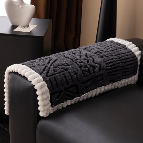 Boho Plush Couch Arm Covers, Soft Fuzzy Arm Chair Covers, Non-Slip Anti-Slip Armchair Slipcovers for Dogs Cats Pet Loveseat Recliner Leather L Shaped (Grey,28"x28") - color: Grey, size: 28"x28"/Armrest or Backrest Cover
