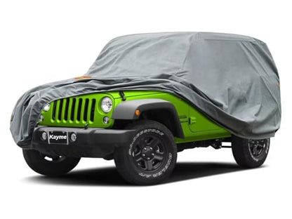 Kayme Heavy Duty Jeep 2dr Car Cover, Custom Fit Jeep Wrangler 2 Door CJ YJ JK JL Waterproof All Weather for Automobiles, Full Car Cover - Sun, Rain & UV Protection - size: 1.Custom Fit Jeep Wrangler 2 Door