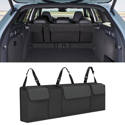 Car Trunk Organizer, Waterproof Collapsible Cargo Bag with 4 Pockets,Backseat Hanging Large Storage with Adjustable Straps, Sturdy Space Saver Frees Trunk Floor for SUV, Truck (Black) - color: Black