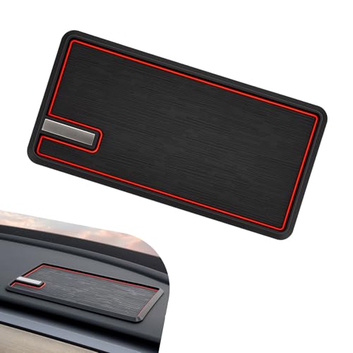 Car Dashboard Anti-Slip Pad, PVC Center Console Storage Mat, 1.8" x 5.9" Washable Design Rectangle Storage Mat, Universal Organizer Mat for Most Vehicles (Black) - color: Black #A