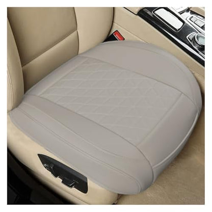Leather Car Seat Cover, Auto Front Bottom Seat Cover Luxury Car Seat Protector Anti-Slip Waterproof Cushion Cover with Storage Pocket, for Most Cars, Trucks, SUVs (Light Grey) - color: Light Grey