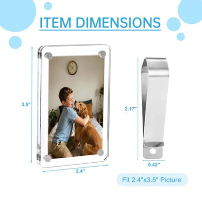 2 Pack Magnetic Car Visor Photo Holder – Personalized Acrylic Clip for Family, Pets, Travel Pictures – Easy Snap-On Car Accessory for Sun Visor (2 Pack, 2.4''x3.5'') - style: 2 Pack