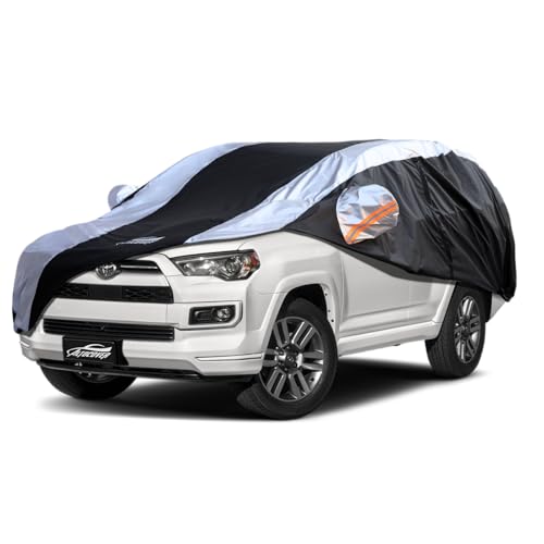 Toyota 4Runner Car Cover Waterproof All Weather with Silver Strip Design, Custom Fit for Toyota 4Runner 2003–2025, 4Runner Accessory with Door Zipper & Windproof Straps - size: Custom Fit Toyota 4Runner