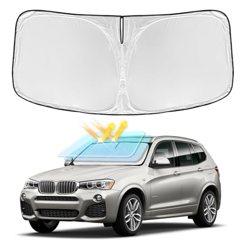 for BMW X3 2011-2017 Windshield Sun Shade - 4 Layers Car Sunshades for Front Windows Shade Cover Custom Fit X3 Sun Visor 250T Retractable Blocks Shade UV Rays Car Accessories - size: for BMW X3 2011-2017
