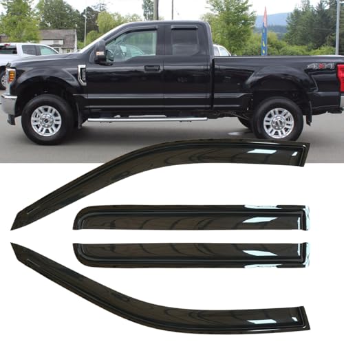 4pcs Original Shatterproof Outside Mount Style Side Window Visor Deflector Rain Guard Vent Window Visors for 97-03 F-150 97-99 F-250 Light Duty Super/Extended Cab with 2 Half Rear 94808 - size: for F-150 97-03 Super/Extended