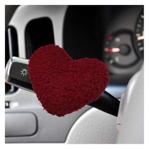 Cute Heart Car Wiper Shift Handle Decoration, Soft Plush Automotive Dashboard Ornament, Creative Vehicle Interior Steering Wheel Decorative Accessories Present for Men Women (Burgundy) - color: Burgundy