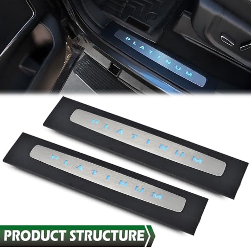 GRAND ORANGE LED Platinum Illuminated Front Door Sill Plates Left and Right Compatible with Ford F250 F350 F450 F550 Super Duty Crew Cab Only 2017-2022, LED Door Sills Plates Accessories - size: Fit Ford F250 F350 Super Duty Crew Cab 2017-2022
