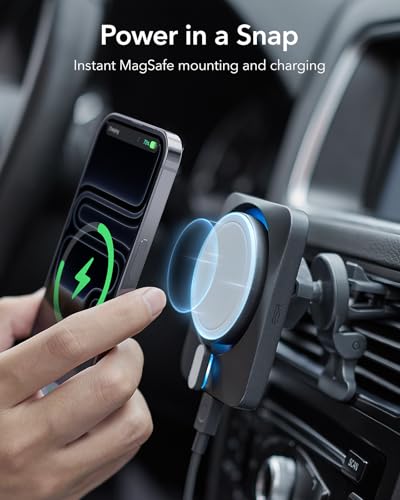 ESR for 15W MagSafe Car Mount Charger with CryoBoost, Made for Apple-Certified, for MagSafe Car Charger,Magnetic Wireless Phone Charging for iPhone 16/15/14/13/12, S25, Fast Charging, Phone-Cooling