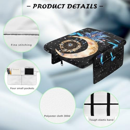 Butterfly Center Console Armrest Cover for Most Vehicles, Dream Catcher Print Console Protector for Most Car Center Consoles, Prevent Pets Scratches, with Side Pockets - color: Butterfly Dream Catcher