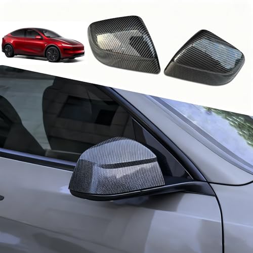 YHCDSEA Rearview Mirror Guard Cover for Tesla Model Y Juniper, Side Mirror Cover Exterior Accessories fit for Model Y Juniper 2025 2026 (Glossy Carbon Fiber Pattern) - color: Juniper-Glossy Carbon Fiber Pattern