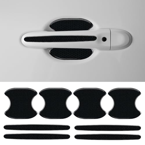 8PCS Car Door Handle Cup Scratch Protector Reflective Sticker - Anti-Scratch Car Door Handle Paint Cover Protective Film Traceless Stickers - Non-Marking Auto Doors Handles Bowl Sticker - color: Black