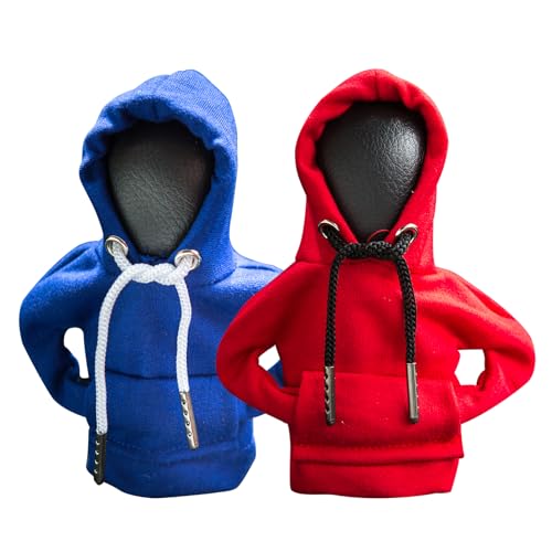 2Pcs Gear Shift Hoodie,Car Shift Knob Hoodie,Funny Car Gear Shift Cover,Automotive Interior Accessories and Decorations（Blue and Red） - color: 1*Blue+1*Red