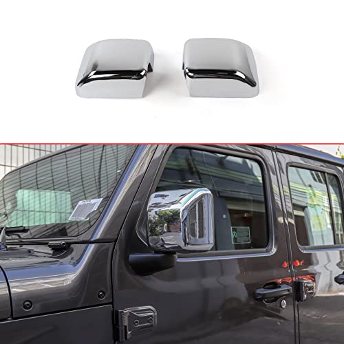 Rearview Mirror Cover Trim Shell Kit Car Rear View Mirror Exterior Decoration Accessories for Jeep Wrangler JL JLU 2018-2022 & Gladiator JT (Chrome) - color: Chrome