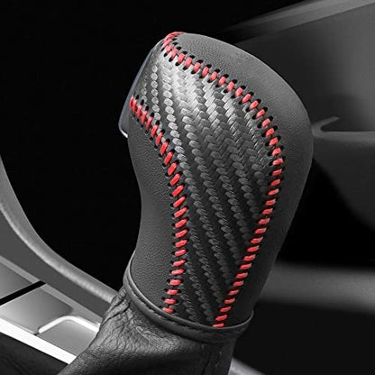 JIECHEN Auto Car Leather Gear Shift Knob Cover for Golf Jetta Passat Tiguan Atlas Beetle GLI Eos CC Golf TDI E-Golf Golf Sportwagen Jetta Hybrid Golf R Golf GTI Jetta Accessories (red) - color: Red