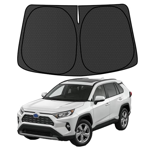 RAV4 Customized Windshield Sun Shade for 2019-2026 RAV4 LE | XLE | XLE Premium | Adventure | TRD Off-Road | Prime Front Window Sunshade Protector Foldable Blocks UV Rays Keep Car Cooler Accessories - size: For RAV4 2019-2026