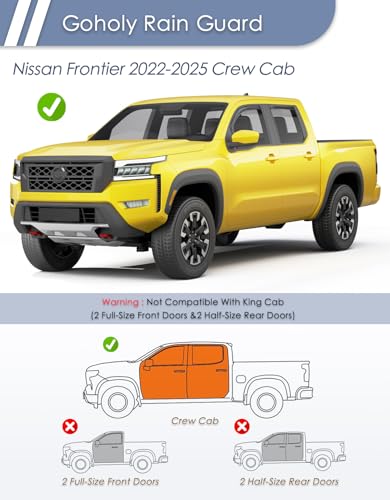 in-Channel Window Rain Guard for Nissan Frontier 2022-2025 2026 Crew Cab Rain Guards Side Truck Window Visors Low Profile Vent Visor Window Deflectors Vent Shades Car Accessories-4pcs - size: 2022-2026 Nissan Frontier Crew Cab