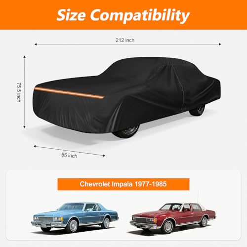 Car Cover Custom for Chevy Impala 1977-1985 2/4 Door, Waterproof 420D Oxford Cloth and Cotton Cover Outdoor Full Car Covers with Zipper Windproof Heavy Duty All Weather Protection - size: for Chevy Impala 1977-1985