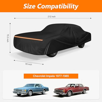 Car Cover Custom for Chevy Impala 1977-1985 2/4 Door, Waterproof 420D Oxford Cloth and Cotton Cover Outdoor Full Car Covers with Zipper Windproof Heavy Duty All Weather Protection - size: for Chevy Impala 1977-1985