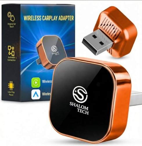 Wireless CarPlay Adapter Compatible with Apple and Android, 2 in 1 Wired to Wireless Adapter, 5.8GHz WiFi, Bluetooth 5.3, Plug and Play for Factory Wired CarPlay Cars - 2026 (Orange) - color: Orange