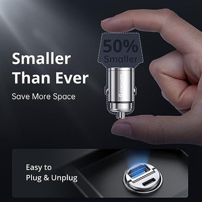 USB C Car Charger Syncwire 90W [PD 45W & QC 45W] USB Car Charger Adapter Fast Charging [Super Mini & All Metal] Compatible with iPhone 15/14 Pro Max Plus 13 12 Samsung S23/S22/21 Note 22, Pixel, iPad - color: Silver
