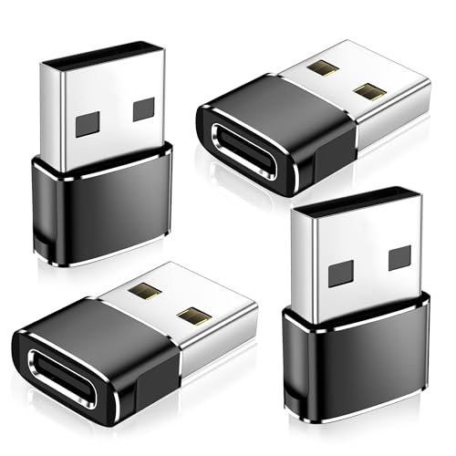 𝟒𝐏𝐚𝐜𝐤 𝐔𝐩𝐠𝐫𝐚𝐝𝐞𝐝 USB to USB C Adapter,Type-C Female to A Male Charger Converter for iPhone 17 Charger,iWatch Ultra SE 9 10,iPhone 17 Pro Max 16 15 14,Samsung S25,AirPods,iPad,Car,Xbox - color: Black
