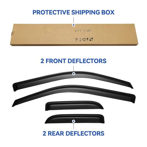 Window Visors Rain Guards for 2004-2014 Ford F150 SuperCab, Out-Channel Window Vent Wind Deflectors Visors Shades for 04-14 F-150 Extended Cab - size: 2004-2014 F150 Supercab