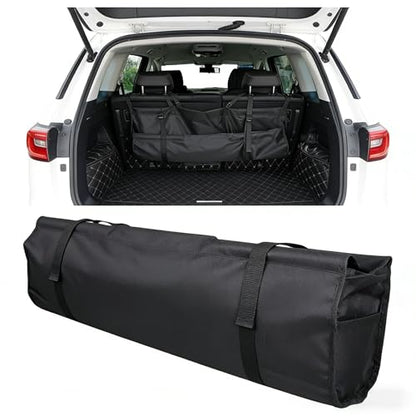 Car Trunk Organizer Hanging Bag, Waterproof Backseat Storage for SUV Jeep Truck Minivan, Black, 35.4 x 11.2 Inches, Foldable - color: black