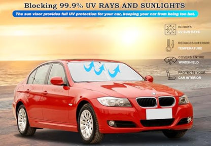 Windshield Sun Shade for BMW 3 Series 2006 2007 2008 2009 2010 2011 Front Window Shade Sun Visor Protector BMW 3 Series Accessories Foldable Sunshade 240T Reflective Polyester Blocks UV Rays Keep Cool - size: for BMW 3 Series 2006-2011