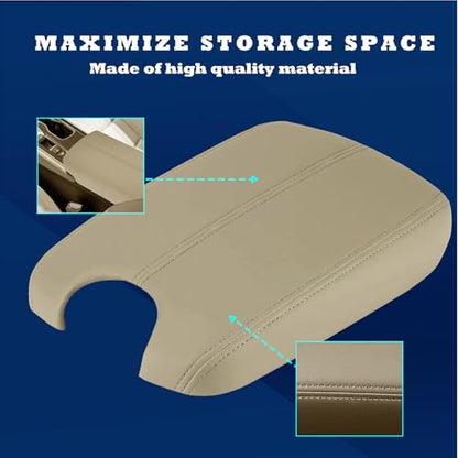 Compatible with Center Console Lid Armrest Honda Accord Replacement Cover 2008 2009 2010 2011 2012 Center Console Cover (Beige(Center)) - color: Beige(Center)
