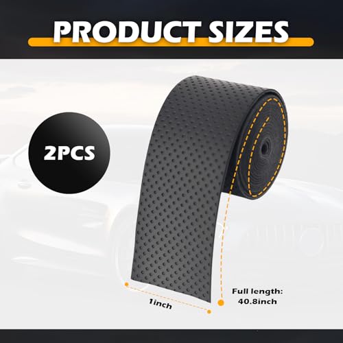 2PCS 3.4Ft Leather Steering Wheel Wrap Tape,Breathable Car Steering Wheel Tape Provides Comfort & Non-Slip Grip,Sweat-Absorbent Cars Steerings Wheels Cover Tapes Car Accessories