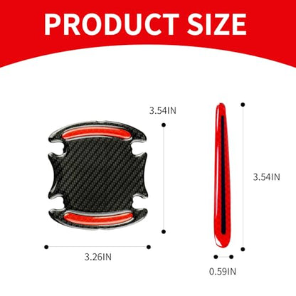 1 Pack 8 Pcs Car Door Handle Protector Reflective Stickers Universal Auto Door Handle Paint Guard Cover, Self-Adhesive Fits Fou Most Vehicle (Red) - color: Red