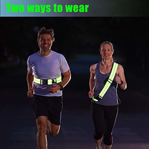Saintrygo Reflective Sash for Walking at Night Running Gear Safety Reflective High Visibility Jacket Adjustable Sash for Walking Cycling at Night - color: Fluorescent Green