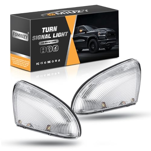 WEILEITE LED Side Mirror Light Turn Signal Bulb Puddle Lamp Lens Cover Fit For Dodge Ram 1500 2009-2018 Ram 2500 2010-2018 Replaces 68064949AA/68064949AA 68232479AA/68232479AA - size: Left & Right
