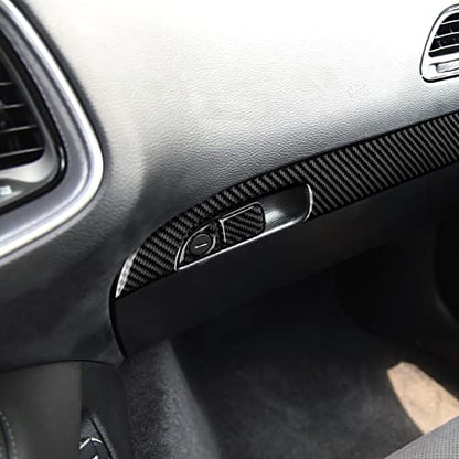 Car Copilot Glove Box Decals for 2011-2023 Chrysler 300 / 300C / 300S / Limited/Touring/Base Accessories Carbon Fiber Interior Stickers - color: Copilot Handle Box