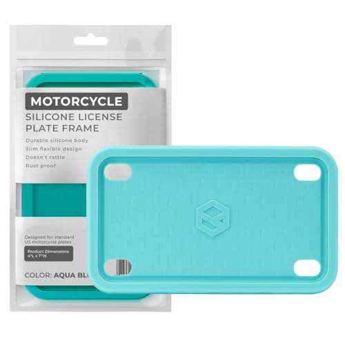 Rightcar Solutions Motorcycle License Plate Frame Premium Silicone, Rust-Proof, Rattle-Proof, Weather-Proof Plate Holder, Street Legal, Custom Bike Tag Frame - Aqua Blue - color: Aqua Blue