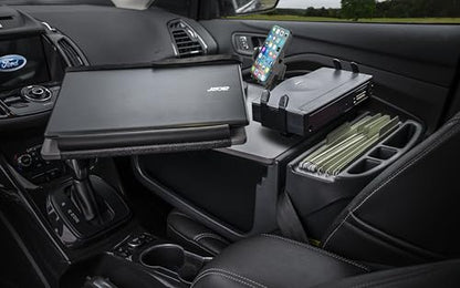 AutoExec Reach Car Desk for Your Vehicle Workstation and Mobile Office, Front Seat, with 400 watt Power Inverter, Printer Stand and Phone Mount - color: Grey, style: 400 watt Power Inverter, Printer Stand and Phone Mount