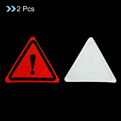 PATIKIL Reflective Stickers, 2 Pack 3.94 x 3.94 Inch Waterproof Adhesive High Visibility Night Caution Warning Triangle Safety Tape Reflector for Trucks Trailers Cars, Red - color: Red