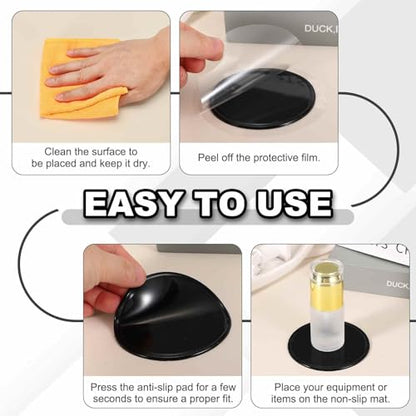 10 Pcs Round Anti-Slip Mat, 1.97" Diameter Phone Grip Pad Non-Slip Silicone Mat Anti-Skid Holder for Phone Keys Sunglasses Electronic Devices, Black - color: Black, size: 1.97"