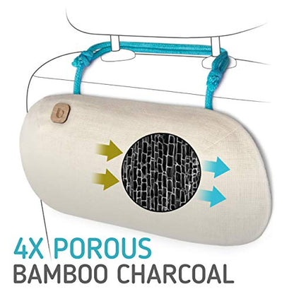 PURGGO Car Air Freshener - Auto Odor Eliminator - 100% Activated Bamboo Charcoal Air Purifier, Ionizer - Absorb and Remove Smoke Smell - Fragrance-Free Deodorizer - Lasts 365+ Days [Classic Beige]