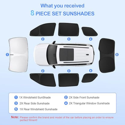 8pcs Car Window Shades forJeep Grand Cherokee 2011-2021(NOT Grand Cherokee L) Accessories,Windshield Side Rear Full Sunshade,Sun Visor UV Blocking, Privacy Protection for Camping Outdoor - size: for 2011-2021 Jeep Grand Cherokee