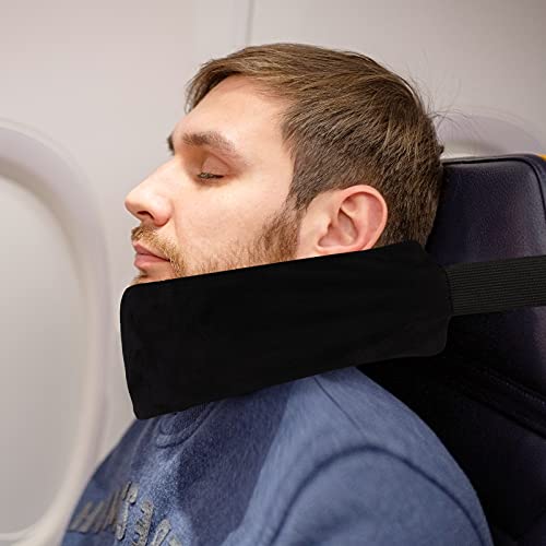 JenPen 2 Sets Headrest Travel Pillow Neck Pillow for Airplane Travel Functional Head Straps Neck Brace for Sleeping on Airplane Car(Black) - color: Black