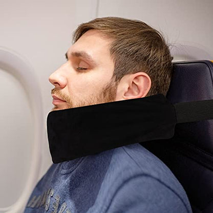 JenPen 2 Sets Headrest Travel Pillow Neck Pillow for Airplane Travel Functional Head Straps Neck Brace for Sleeping on Airplane Car(Black) - color: Black