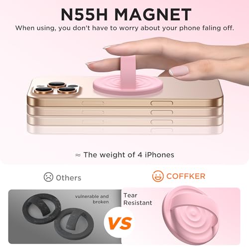 Magnetic Phone Grip Ring Holder, Liquid Silicone Magnet Cell Phone Grip Finger Loop, Compatible with Magsafe, Back of Phone for iPhone 17/16/15/14/13/12 Series, Pink - color: Pink