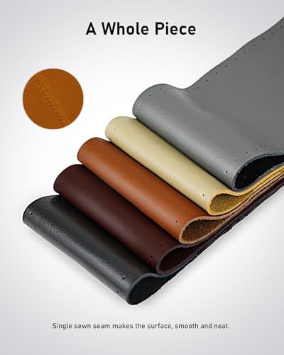 Belinous Leather Steering Wheel Cover Lace Up, Stitch on Steering Wheel Wrap, Universal Fit 13-20 Inch Car Truck Pickup Boat, A Whole Piece of Cowhide, DIY w/Needle Thread (Size L0, Brown) - color: Brown, size: L0