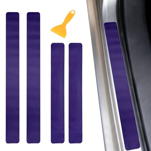PATIKIL 400/600mm Car Door Sill Plate Protectors, 4Pcs Carbon Fiber Door Edge Step Dust Shield Cover Universal Vehicle Scratch Protection with Scrapers for Cars Trucks RV SUV, Multicolored - color: Multicolored