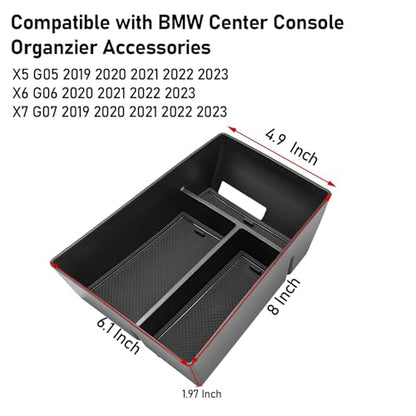 Jaronx Compatible with BMW X5 G05/ X6 G06/ X7 G07 Center Console Organizer, Console Organizer Tray Storage Compatible with BMW X5 G05/ X7 G07 2019-2026, X6 G06 2020-2026 - size: G05/G06/G07 Console Organizer
